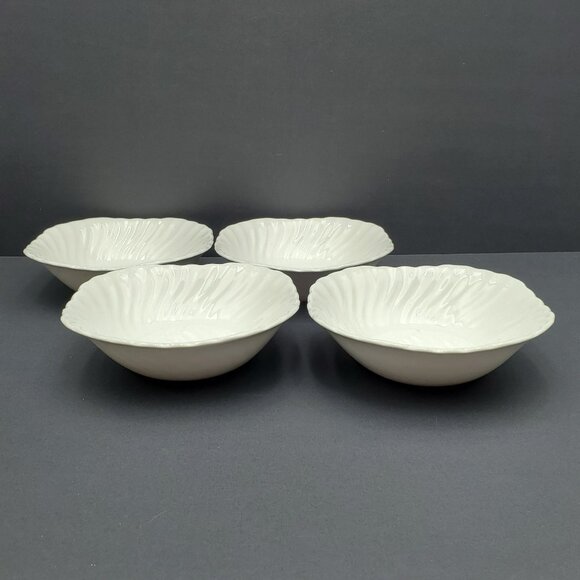 Johnson Brothers Regency Square Cereal Bowls White Swirl Soup Dessert Bowls - Picture 6 of 6